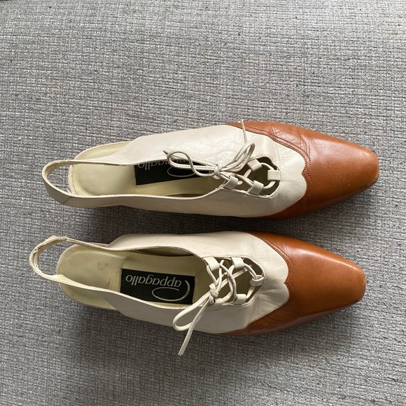 Vintage Shoes - Vintage Small Heel Leather Shoes- 8